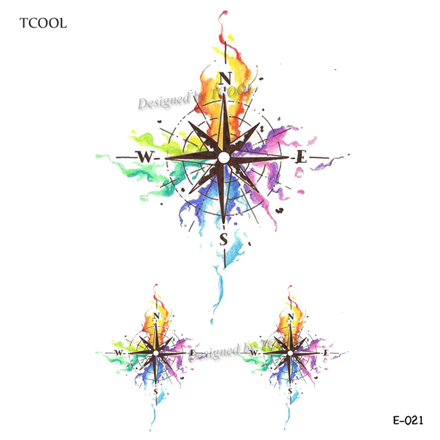 640x640 Buy Tcool Watercolor Compass Temporary Tattoo - Compass Watercolor