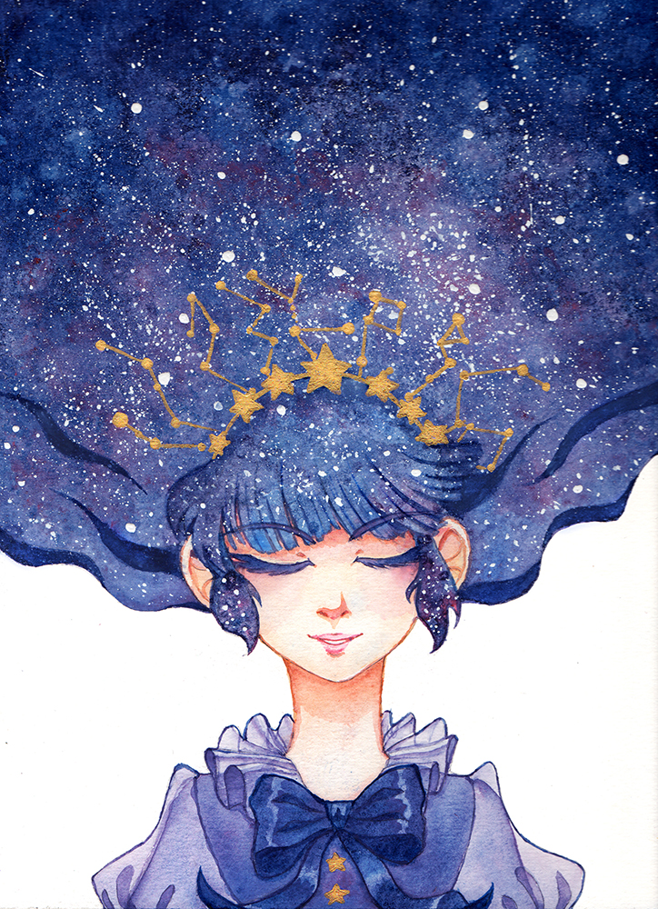 724x1000 Starry Constellation Watercolour Print Art Of Michelle Stanford - Constellation Watercolor