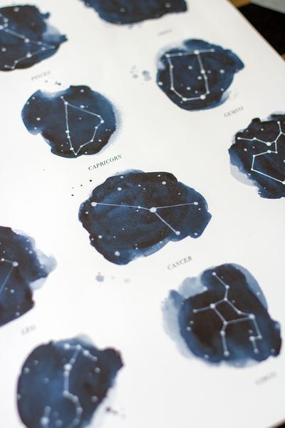 400x600 Zodiac Constellations Poster Print The Aestate - Constellation Watercolor