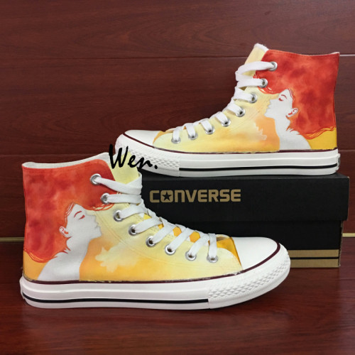 500x500 Woman Converse Hand Painted Shoes Watercolor Red Hair Lady - Converse Watercolor