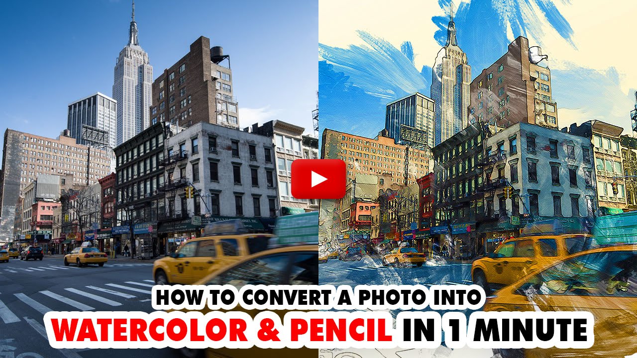 1280x720 Watercolor And Pencil Photoshop Action - Convert Image To Watercolor