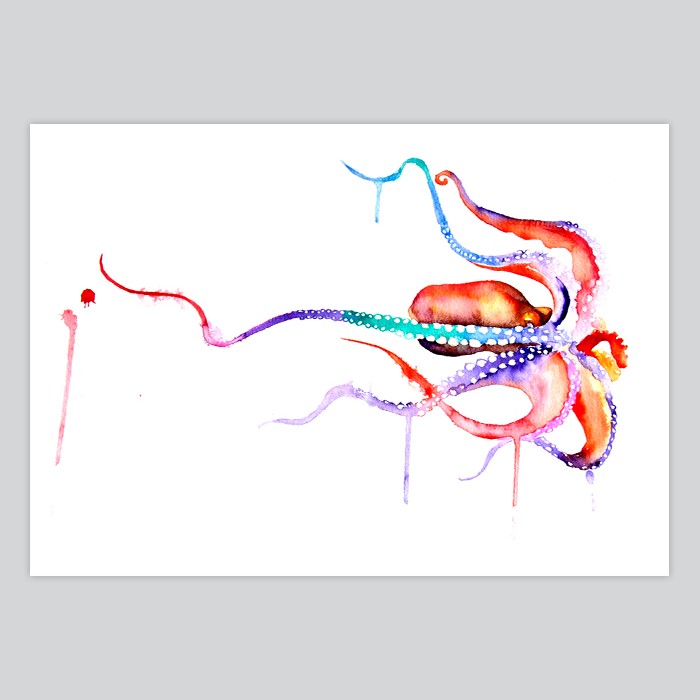 700x700 Cool Octopus Watercolor Painting - Cool Watercolor