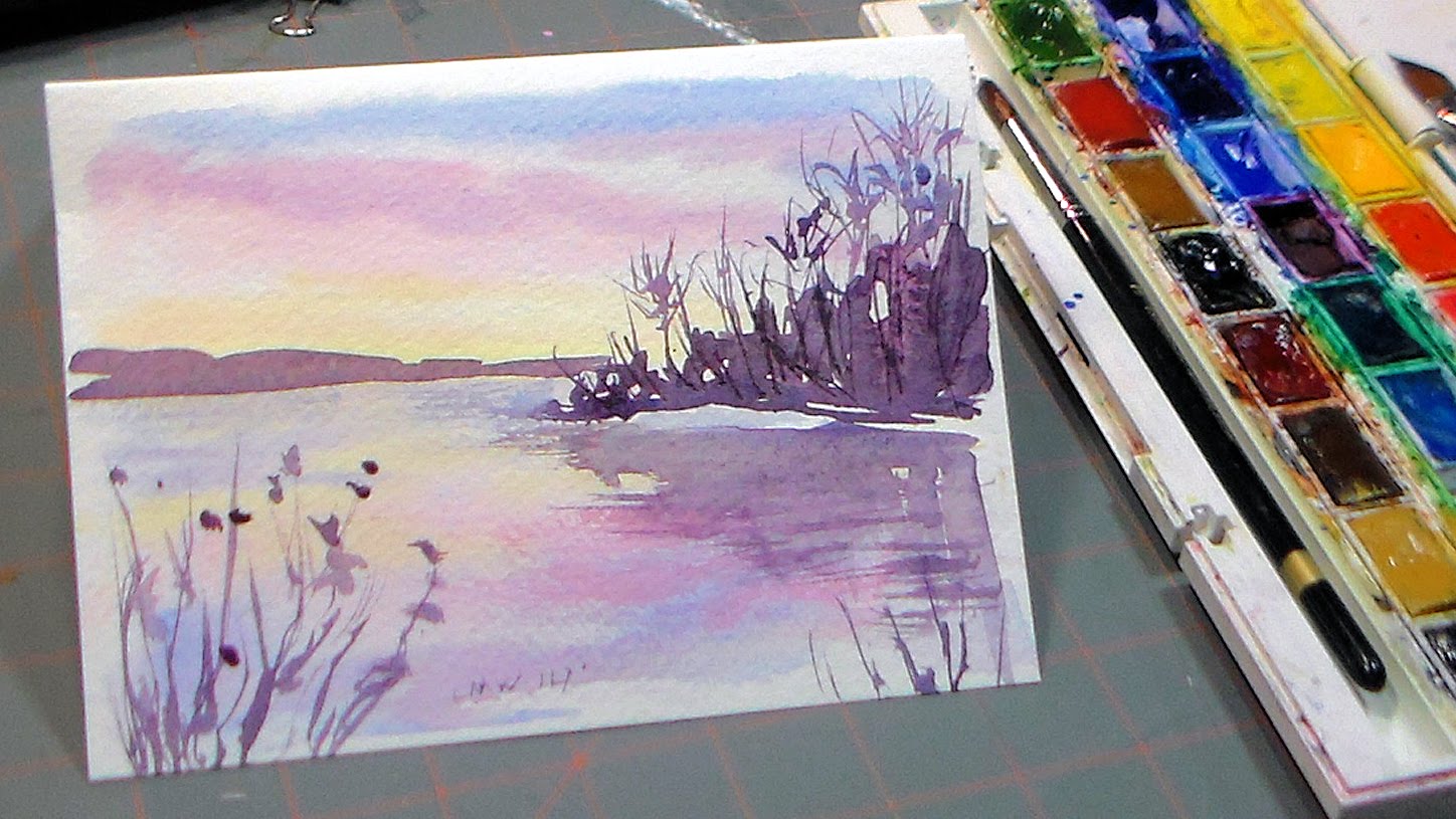 1448x815 Easy 3 Color Watercolor Sunset - Cool Watercolor Pictures