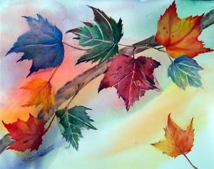 300x237 Windy Autumnoriginal Watercolor,cool Leaves,fall Season,poured - Cool Watercolor Pictures