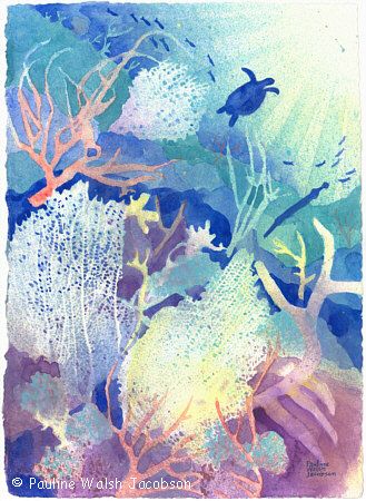 329x450 Watercolor Painting Coral Reef Dreams 2 Life Of Art - Coral Reef Watercolor