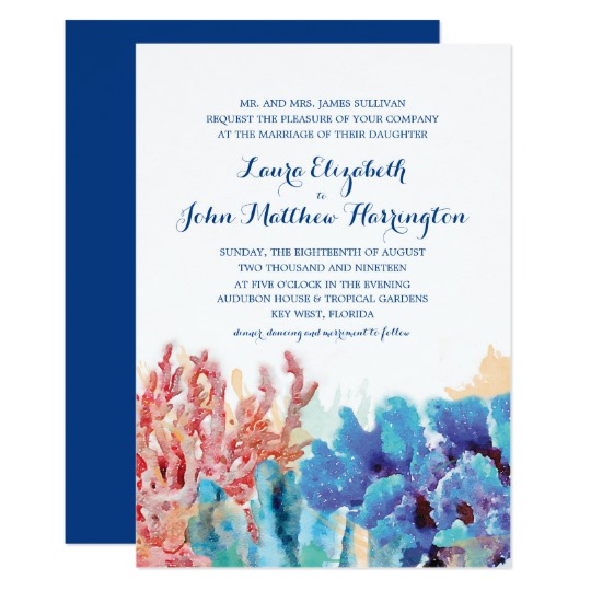 540x540 Colorful Coral Reef Watercolor Wedding Invitation - Coral Reef Watercolor