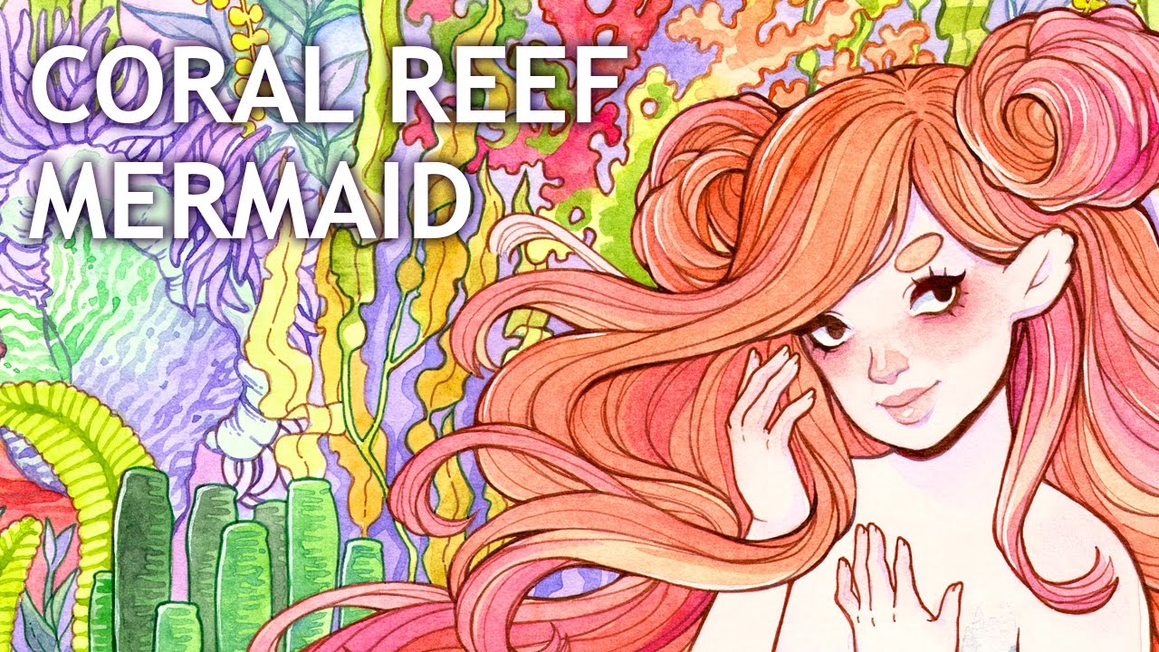 1280x720 Coral Reef Mermaid Watercolor Painting Color Talk - Coral Reef Watercolor