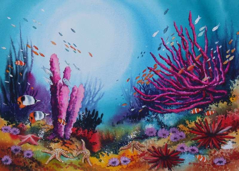 800x575 Coral Reef Painting New Ronald Pratt Watercolors Painting Ideas - Coral Reef Watercolor