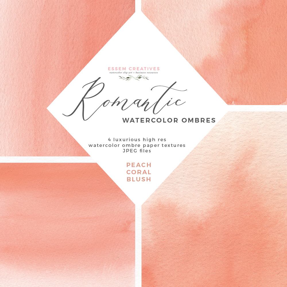 1000x1000 Coral Watercolor Background Blush Pink Peach Digital Papers - Coral Watercolor