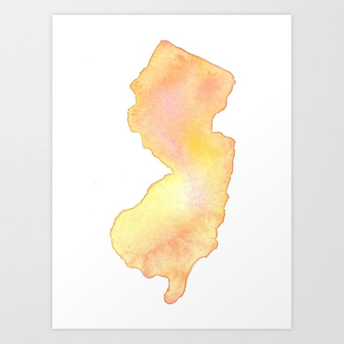 700x700 Coral Watercolor State Of New Jersey Art Print By Creamandsugar - Coral Watercolor