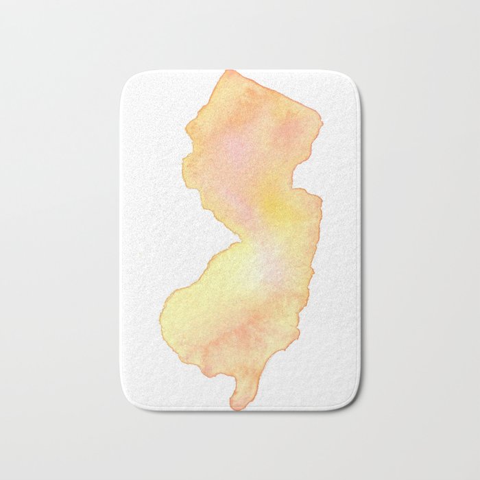 700x700 Coral Watercolor State Of New Jersey Bath Mat By Creamandsugar - Coral Watercolor