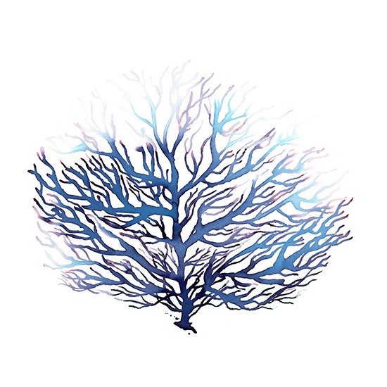 550x550 Blue Coral Watercolor Print, Ocean Art, Sea Decor Waves - Coral Watercolor