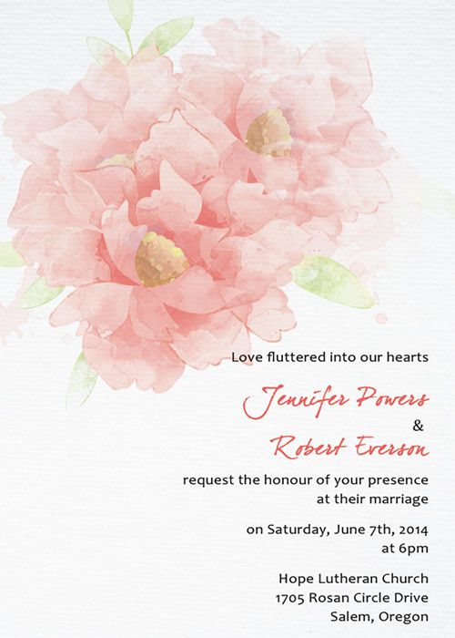 500x700 Cheap Coral Watercolor Flower Spring Wedding Invitations Ewi375 - Coral Watercolor Flowers