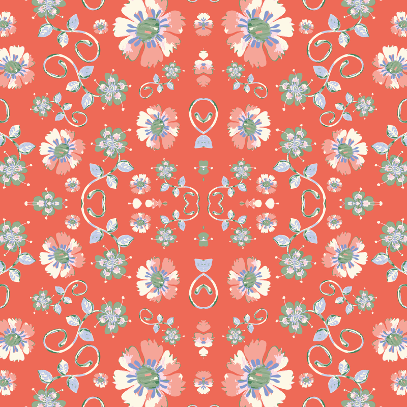 800x800 Deep Coral Watercolor Flowers Sf Wallpaper - Coral Watercolor Flowers
