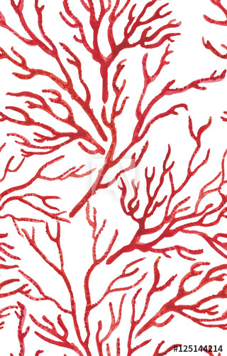 320x500 Watercolor Painting Seamless Sea Coral Print Pattern On White - Coral Watercolor Painting