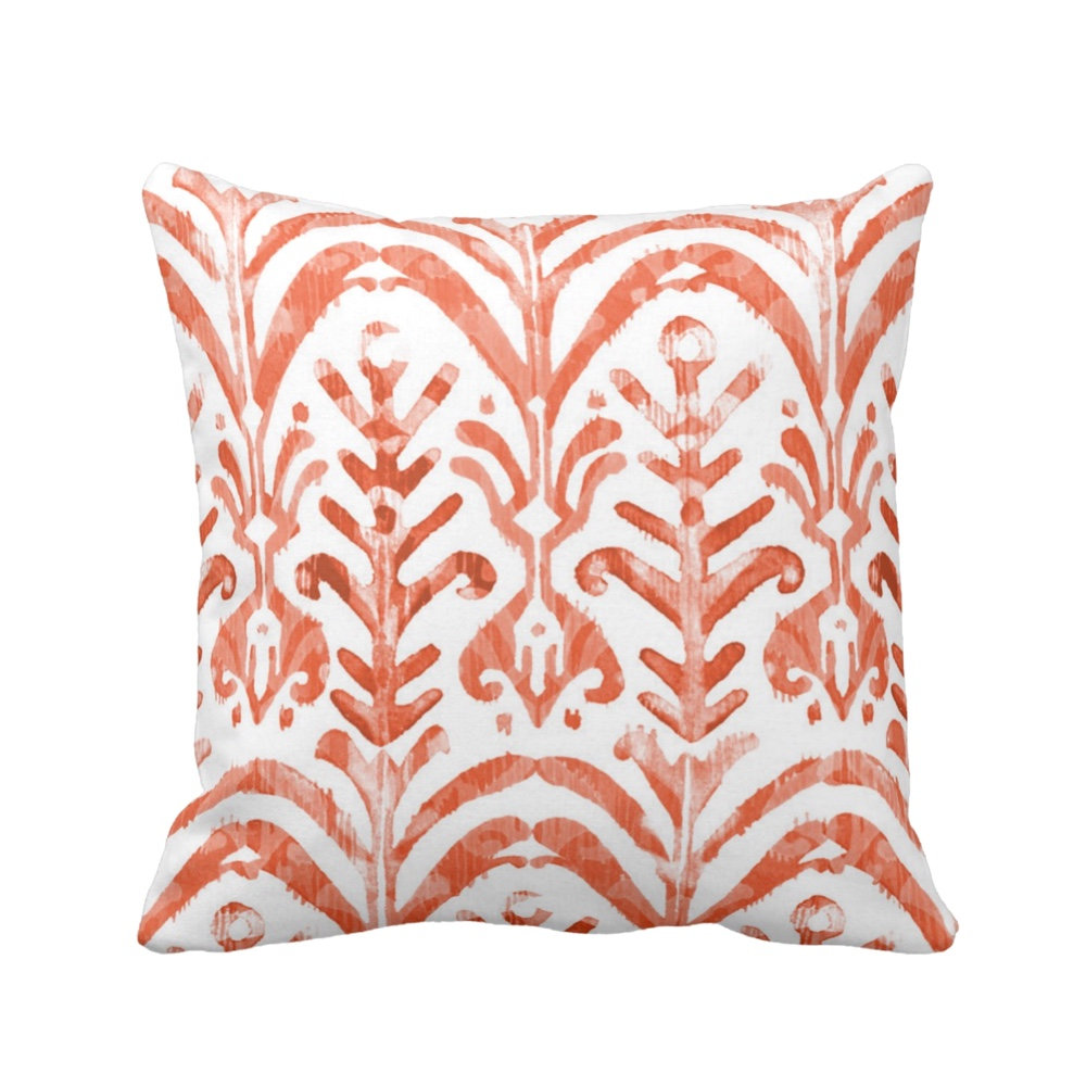 1000x1000 Sale Watercolor Print Throw Pillowcover, Coral Amp White 16 Sq - Coral Watercolor Print