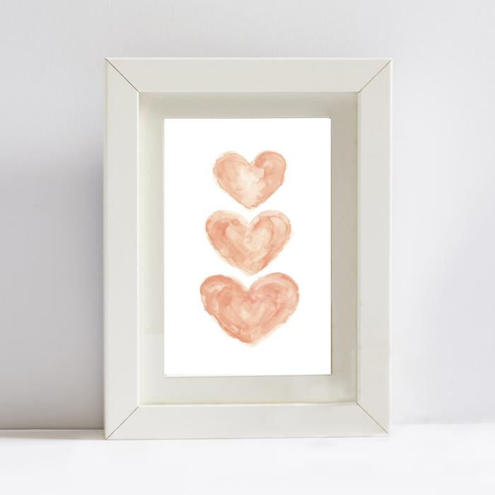 700x700 Coral Hearts Watercolor Print Made By Deborah - Coral Watercolor Print