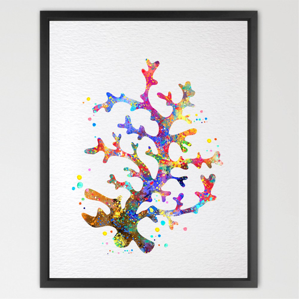 1000x1000 Coral Contemporary Watercolor Art Print Sea Life Poster Home - Coral Watercolor Print