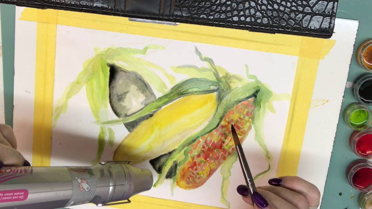 1280x720 Indian Corn Watercolor - Corn Watercolor