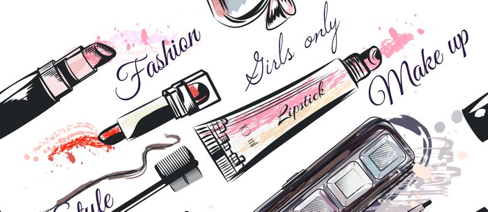 700x304 Fashion Pattern With Cosmetic In Watercolor Style Coffee Mug By - Cosmetic Watercolor