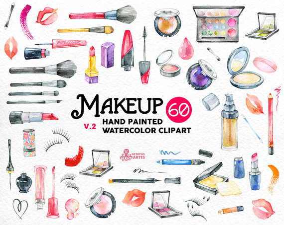 570x453 Makeup Clipart Watercolor - Cosmetic Watercolor