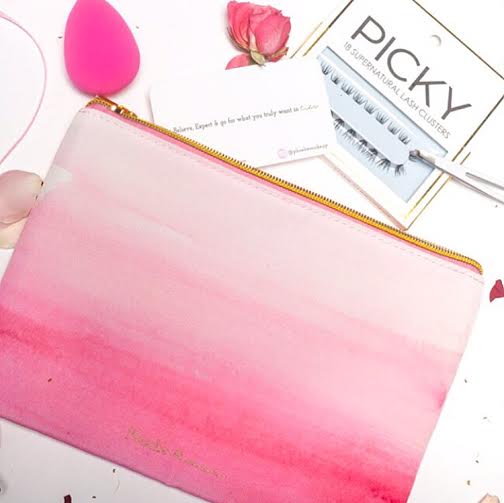 504x503 Soft Watercolor Makeup Bag { Pink } - Cosmetic Watercolor