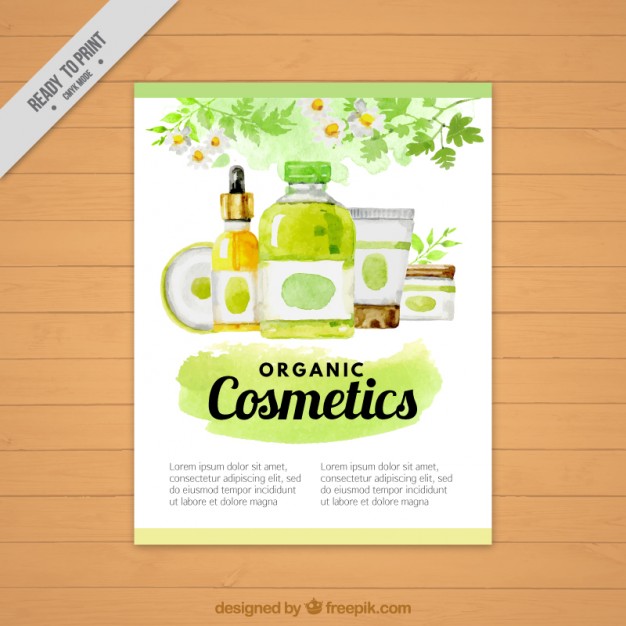 626x626 Watercolor Natural Cosmetic Products Flyer Vector Free Download - Cosmetic Watercolor