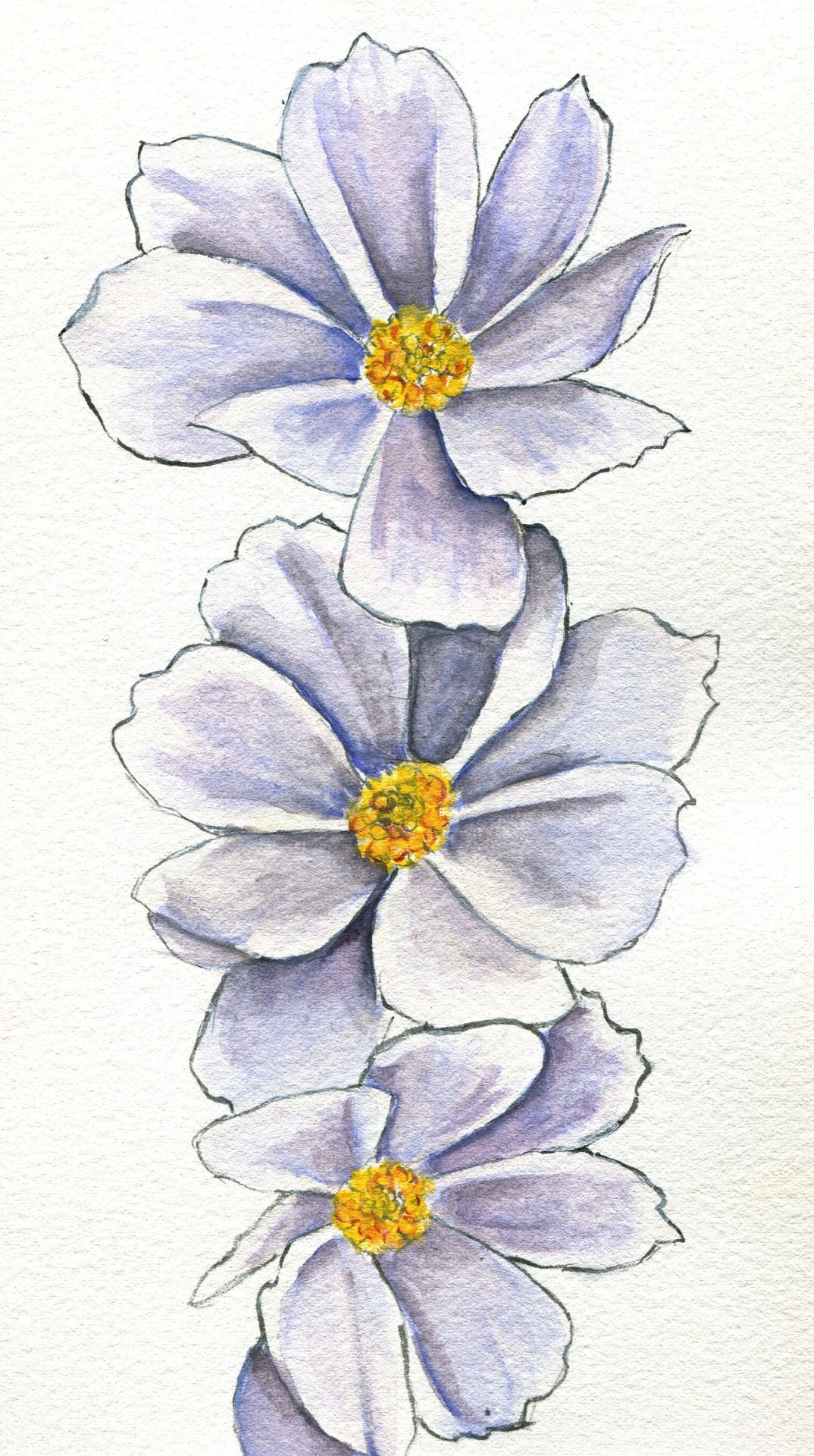 1074x1920 Empty Cosmos Watercolor, Gouache And Chinese Ink On Cotton Paper - Cosmos Watercolor