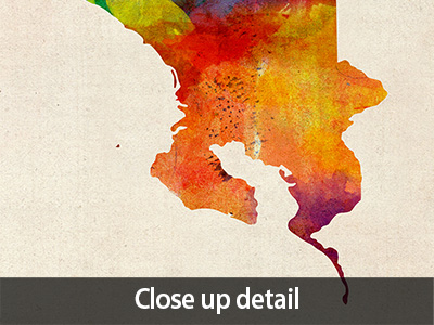 400x300 Costa Rica Watercolor Map Box Canvas And Poster Print (1034) Ebay - Costa Rica Watercolor