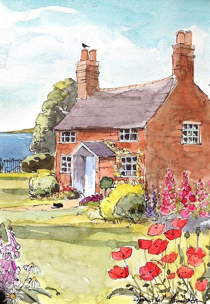 688x996 403 Best Building Images Watercolor Paintings - Cottage Watercolor