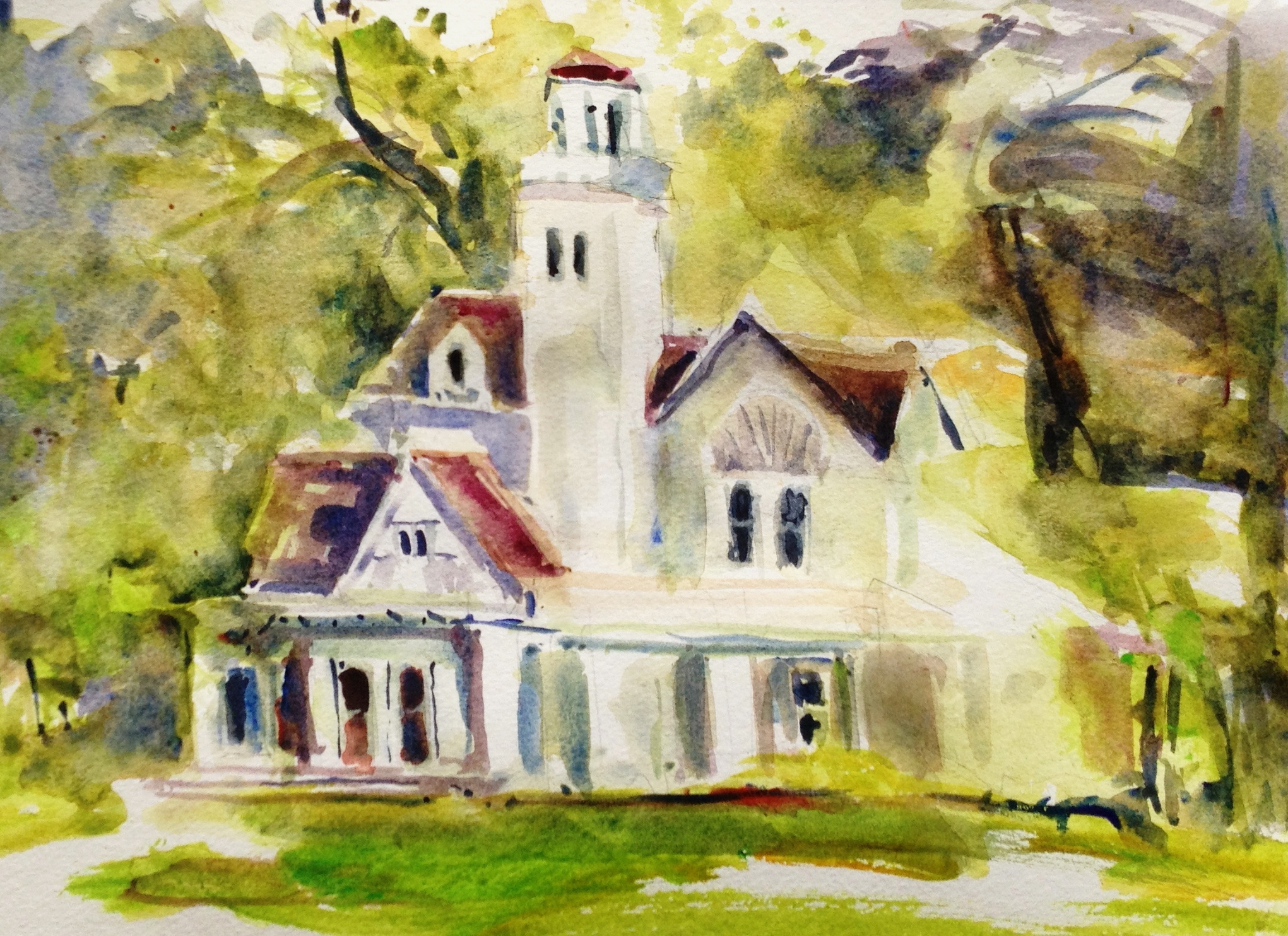 2041x1484 Daniel Clarke Artwork At The Lord Montesquieu Summer Cottage 10 - Cottage Watercolor