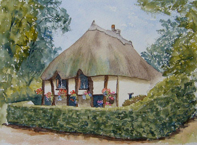 400x295 Watercolour Painting Cockington, Devon Watercolor Painting - Cottage Watercolor