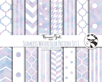 350x280 Seamless Watercolor Pattern Set - Cotton Candy Watercolor