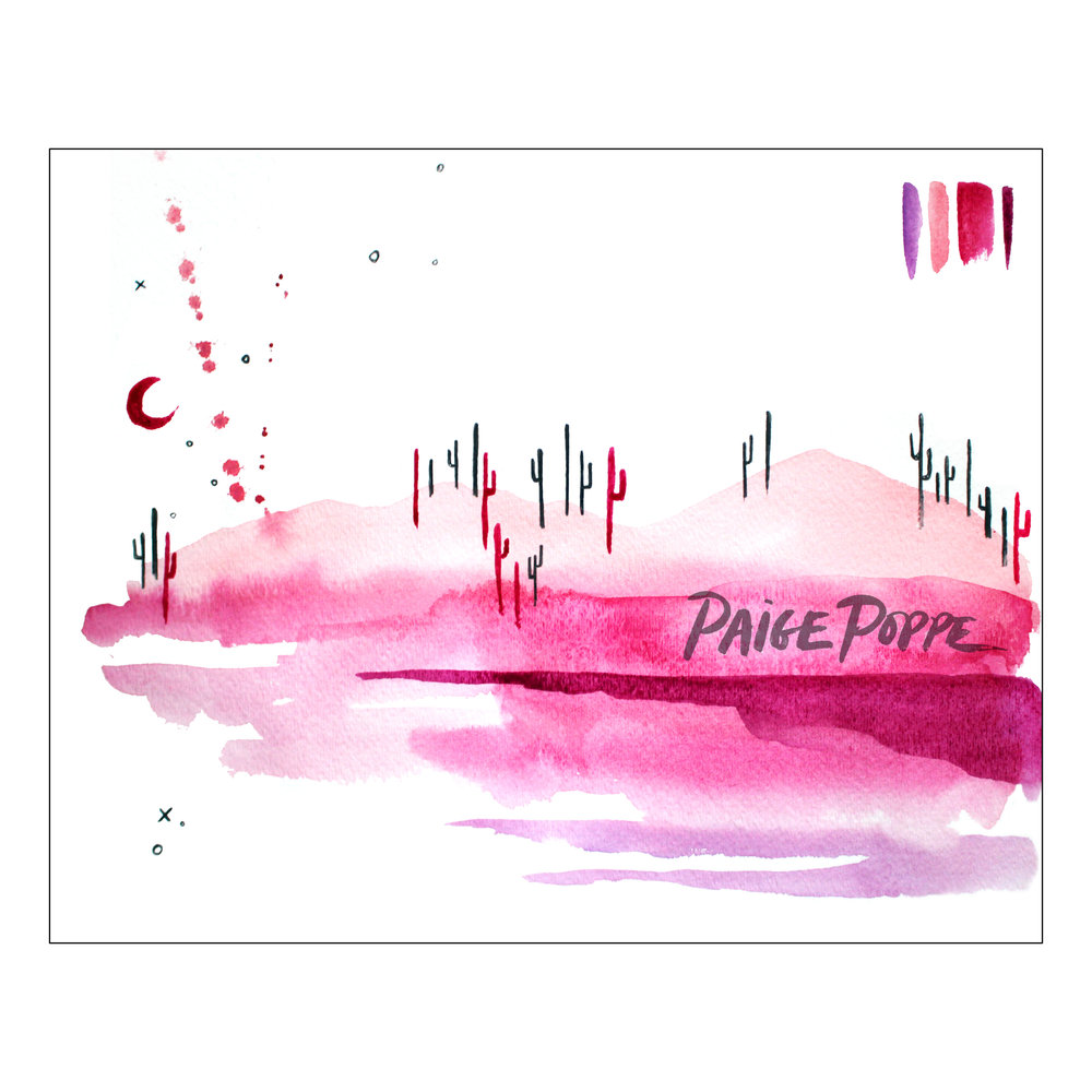 1000x1000 Cotton Candy Desert Watercolor Print Paige Poppe - Cotton Candy Watercolor