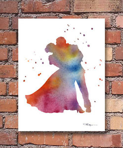 249x300 Kissing Couple Abstract Watercolor Painting Art Print By Artist Dj - Couple Watercolor