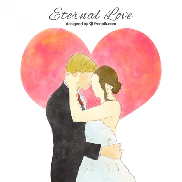 626x626 Watercolor Romantic Wedding Couple Vector Free Download - Couple Watercolor