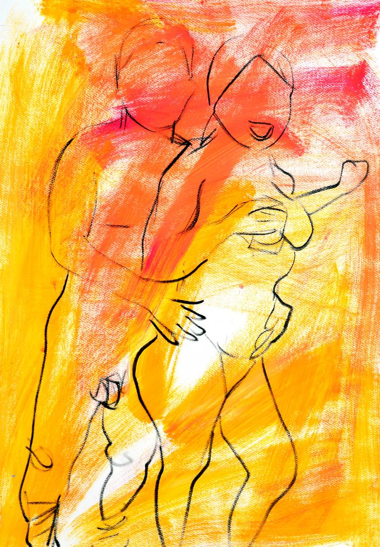 770x1108 Couple With Glass Painting By Andres Montiel Saatchi Art - Couple Watercolor Painting