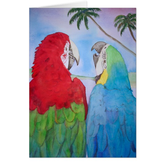 540x540 Parrot Bird Couple Pair Watercolor Painting Blank - Couple Watercolor Painting