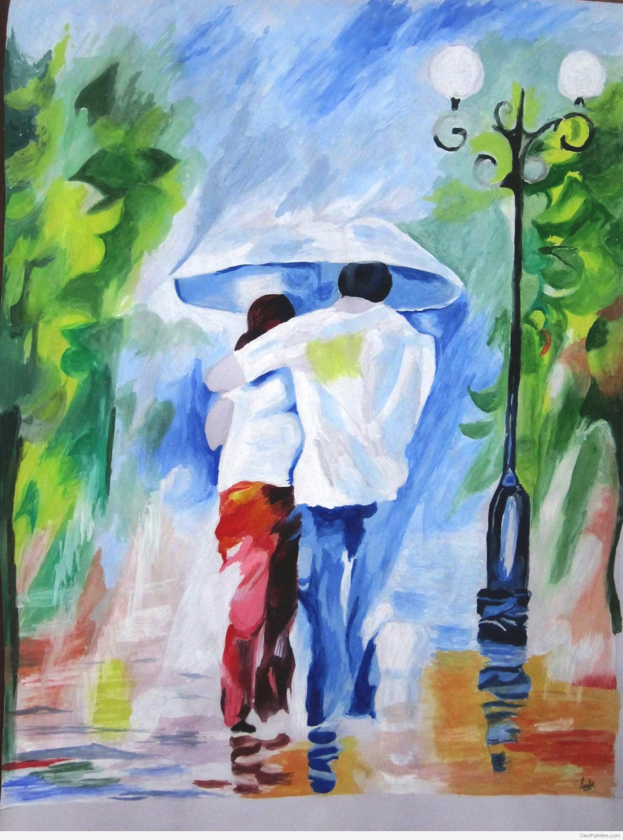 2112x2846 Watercolor Painting Of Lovely Couple - Couple Watercolor Painting