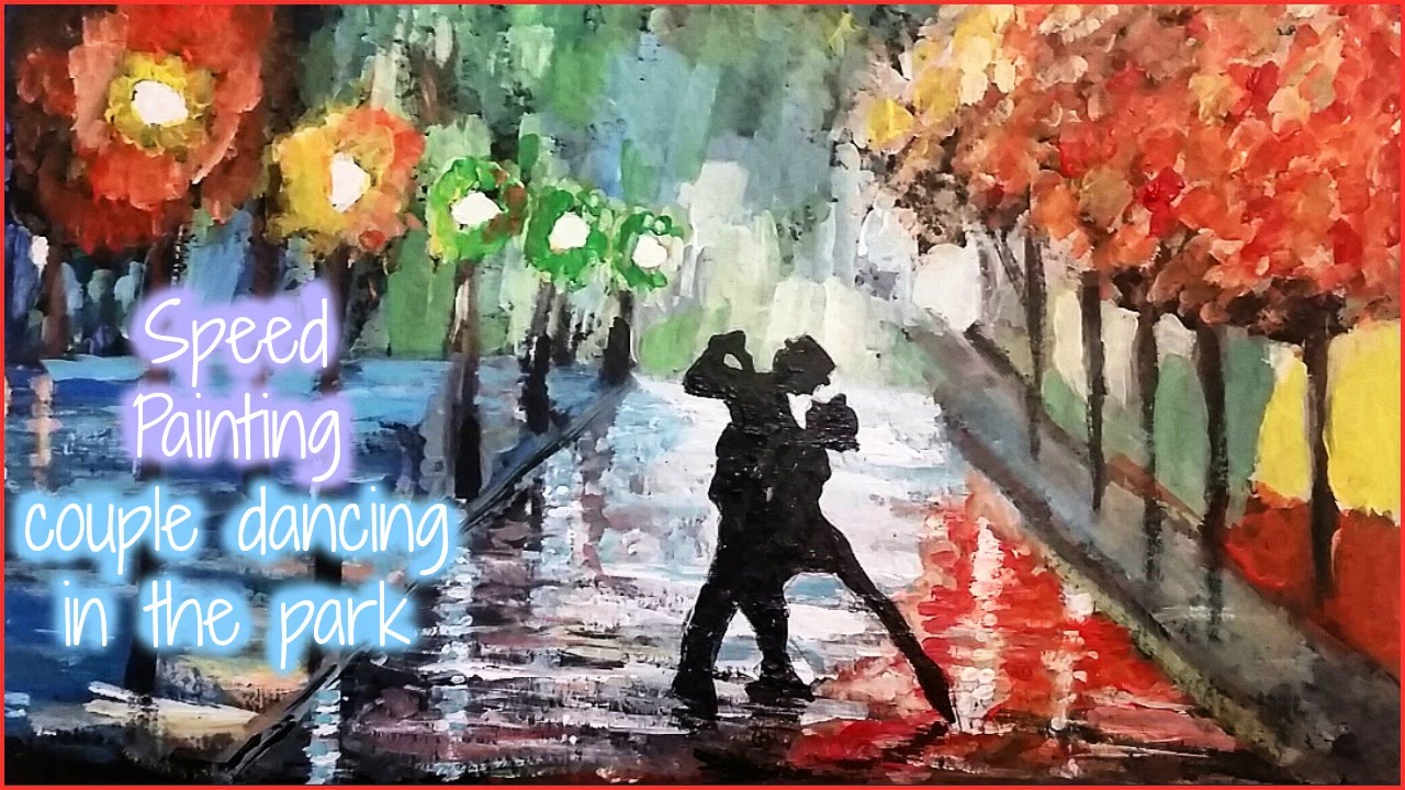 1280x720 Speed Painting (Recreation Of Couple Dancing In The Park) - Couple Watercolor Painting