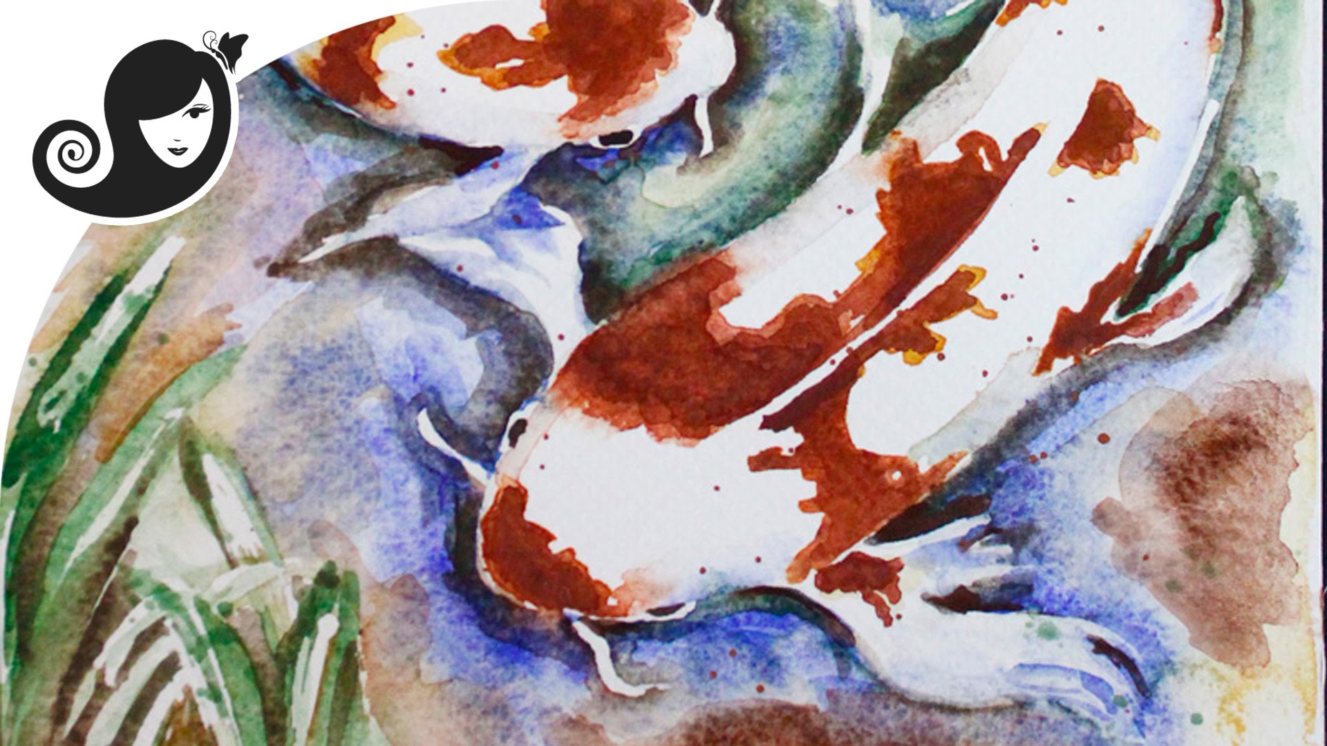 1920x1080 Koi Fish Watercolor Painting With Vegan Paint - Coy Fish Watercolor