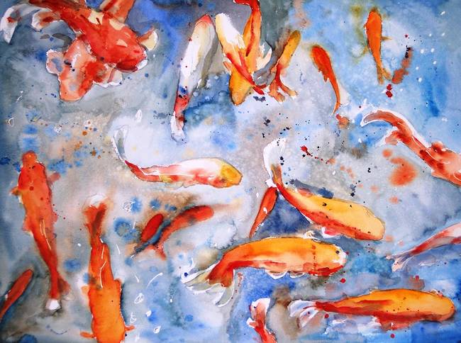 Coy Fish Watercolor at PaintingValley.com | Explore collection of Coy ...