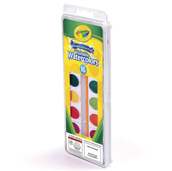 600x599 Crayola Washable Watercolors 16 Pan, Crayola, 035336 - Crayola Watercolors