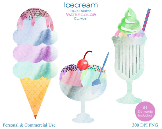 570x456 Ice Cream Clipart Watercolor - Cream Watercolor
