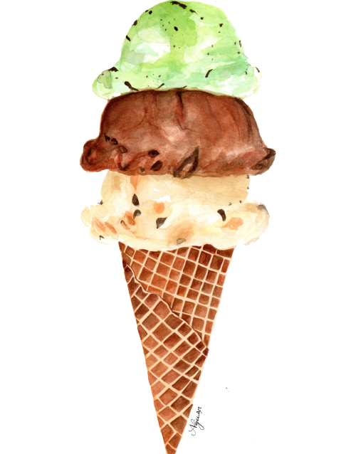 500x638 Ice Cream In Watercolor - Cream Watercolor