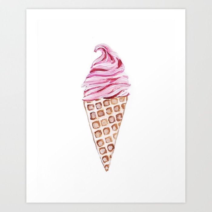 700x700 Pink Ice Cream Watercolor Art Print By Nikkihoffs Society6 - Cream Watercolor
