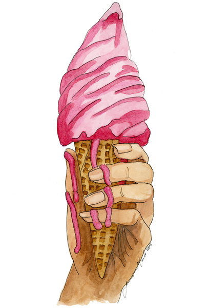 410x600 Watercolor Ice Cream Print Brown Paper Bunny Studio - Cream Watercolor