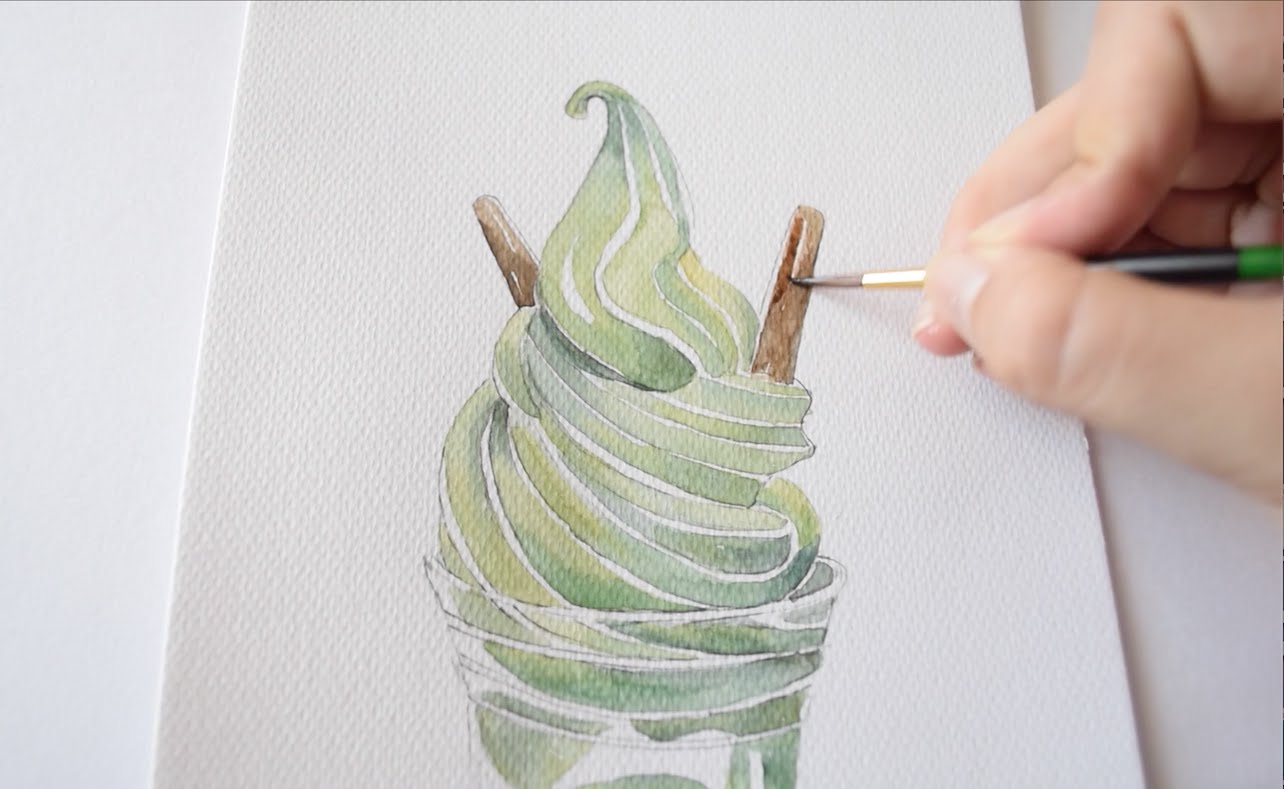 1284x789 Watercolour Painting Ice Cream (Soft Cream) - Cream Watercolor