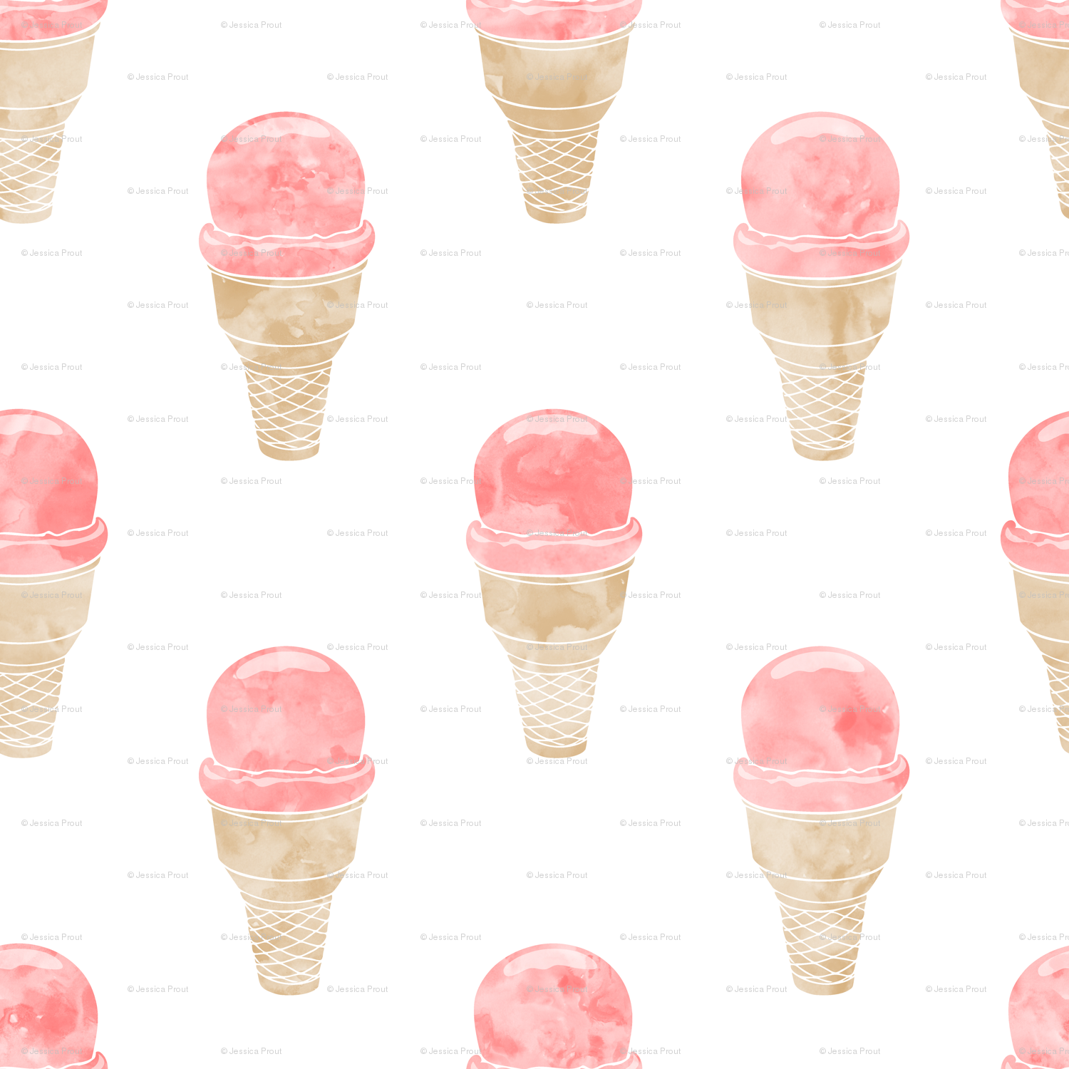 1500x1500 Watercolor Ice Cream Cone - Cream Watercolor