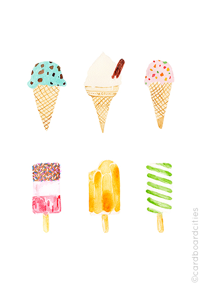 400x566 Cute Watercolor Ice Cream Clipart - Cream Watercolor